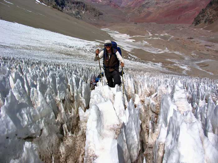 Walking through Penitentes is slow hard work
